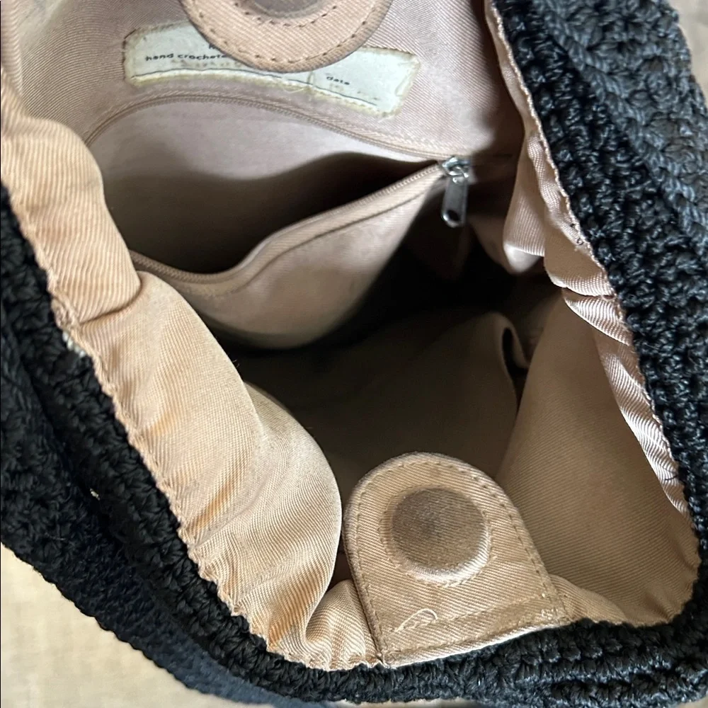 THE SAK BLACK & TAN HOBO HAND CROCHETED BAG MADE IN BALI